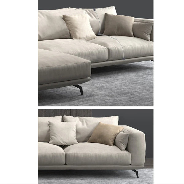 NR23 Four Seater Corner Sofa – Contemporary Leathaire L-Shape Sectional Sofa for Living Room | Modern Comfort Couch with Sturdy Legs | Optional Colours - Sleek Furniture