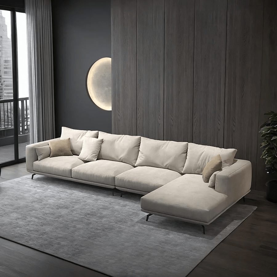 NR23 Four Seater Corner Sofa – Contemporary Leathaire L-Shape Sectional Sofa for Living Room | Modern Comfort Couch with Sturdy Legs | Optional Colours - Sleek Furniture