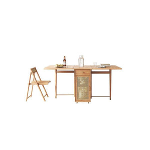 Nydia Foldable Dining Table Set with Storage – Solid Wood Extendable Kitchen Dining Set with Rattan Detail, Space-Saving Folding Dining Table and Chairs for Modern Homes - Sleek Furniture