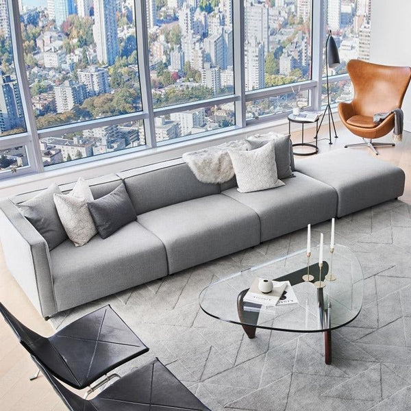 Oakland Modular Four Seater Corner Sofa – Modern Linen Upholstered Sectional Couch with High-Density Foam Cushions, Contemporary Living Room Seating - Sleek Furniture