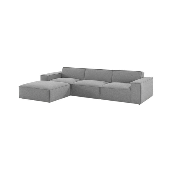 Oakland Modular Four Seater Corner Sofa – Modern Linen Upholstered Sectional Couch with High-Density Foam Cushions, Contemporary Living Room Seating - Sleek Furniture