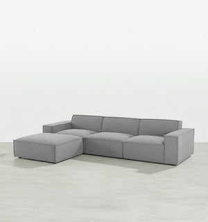 Oakland Modular Four Seater Corner Sofa – Modern Linen Upholstered Sectional Couch with High-Density Foam Cushions, Contemporary Living Room Seating - Sleek Furniture