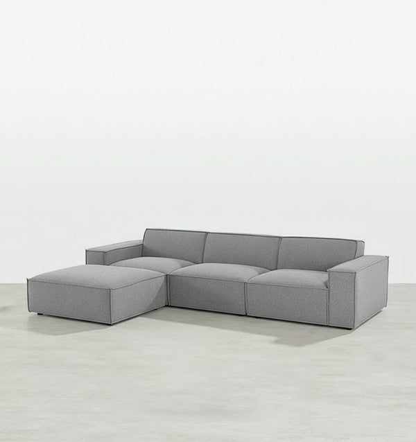 Oakland Modular Four Seater Corner Sofa – Modern Linen Upholstered Sectional Couch with High-Density Foam Cushions, Contemporary Living Room Seating - Sleek Furniture