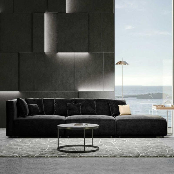 Oakland Modular Three Seater Sofa | Contemporary Linen Upholstered 3-Seater Couch with High-Density Foam Cushions | Made-to-Order Living Room Sofa - Sleek Furniture