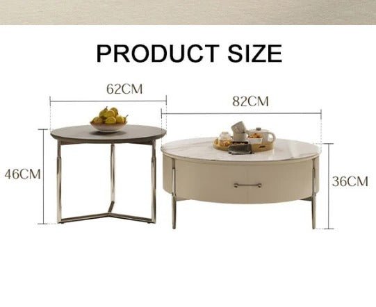 Odelia Contemporary Nesting Coffee Table Set – White Sintered Stone Top, Metal Frame Modern Living Room Tables (Set of 2) - Sleek Furniture