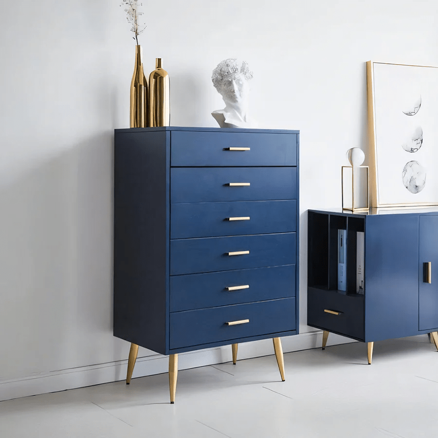 Odie Chest of Drawers with Metal Legs – Modern MDF Storage Cabinet for Bedroom & Living Room, Contemporary Tallboy Unit - Sleek Furniture