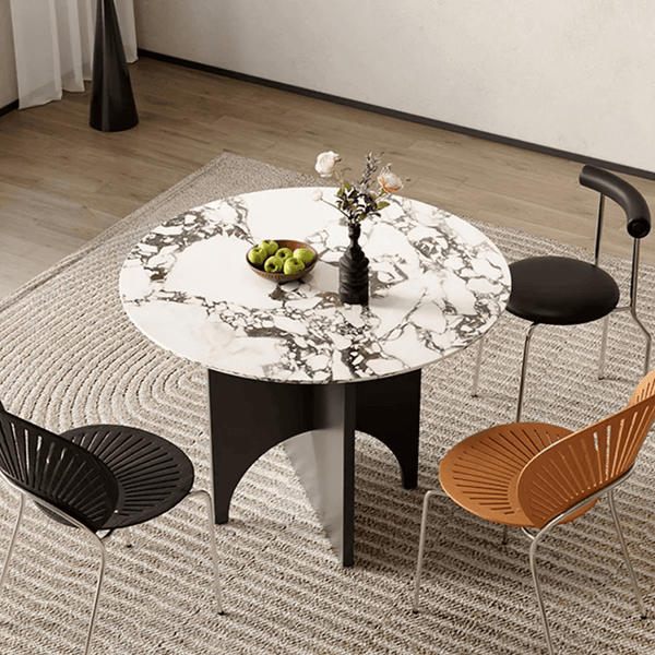 Oighrig Terrazzo Round Dining Table, Modern Small Round Dining Table, 4 Seater Terrazzo Dining Table for Contemporary Homes - Sleek Furniture