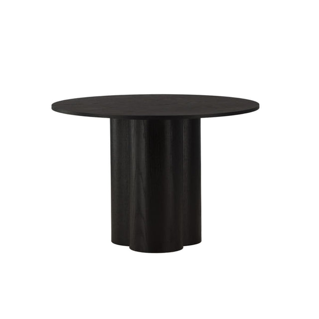 Olivia Black Round Dining Table | Scandinavian MDF with Cylindrical Legs