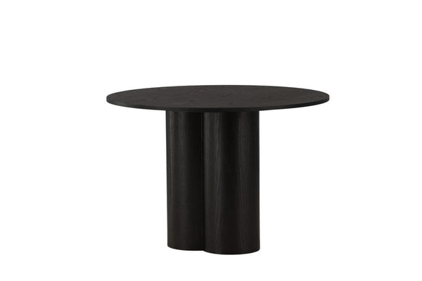 Olivia Black Round Dining Table | Scandinavian MDF with Cylindrical Legs