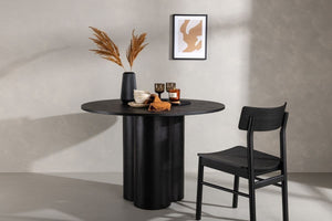 Olivia Black Round Dining Table | Scandinavian MDF with Cylindrical Legs
