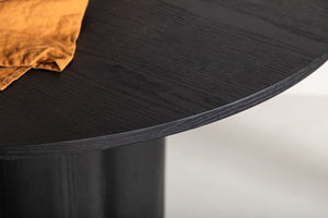 Olivia Black Round Dining Table | Scandinavian MDF with Cylindrical Legs