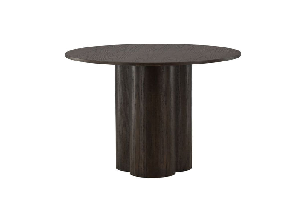 Olivia Mocca Round Dining Table | Scandinavian MDF with Cylindrical Legs