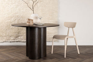 Olivia Mocca Round Dining Table | Scandinavian MDF with Cylindrical Legs
