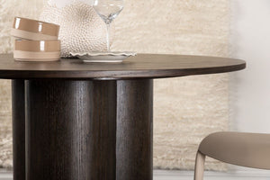 Olivia Mocca Round Dining Table | Scandinavian MDF with Cylindrical Legs