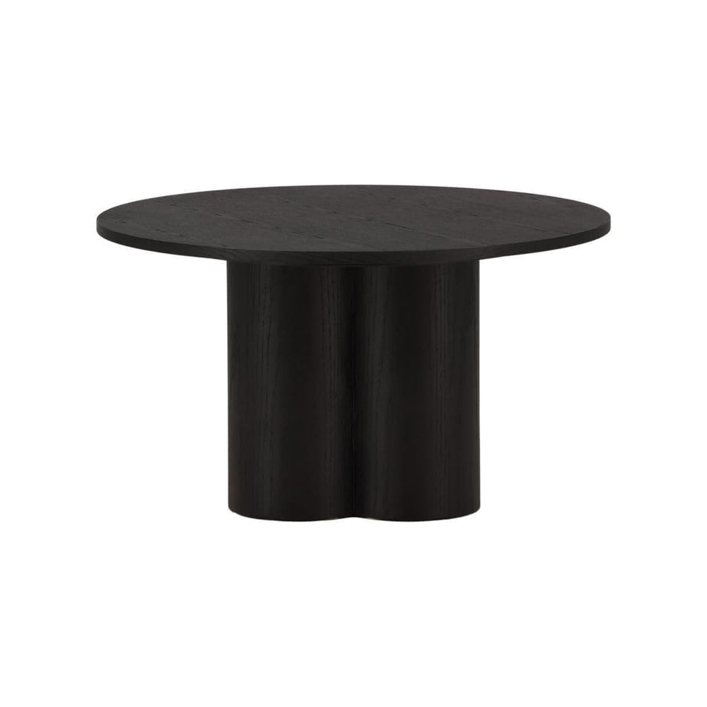 Olivia Coffee Table in Black Veneer | Modern Cylindrical MDF Table with Round Top