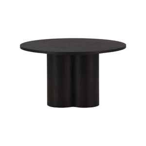 Olivia Coffee Table in Black Veneer | Modern Cylindrical MDF Table with Round Top