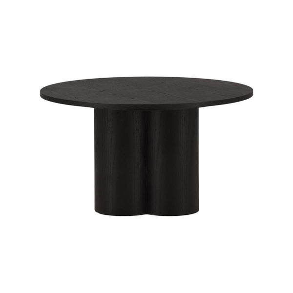 Olivia Coffee Table in Black Veneer | Modern Cylindrical MDF Table with Round Top