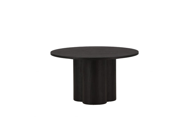Olivia Coffee Table in Black Veneer | Modern Cylindrical MDF Table with Round Top