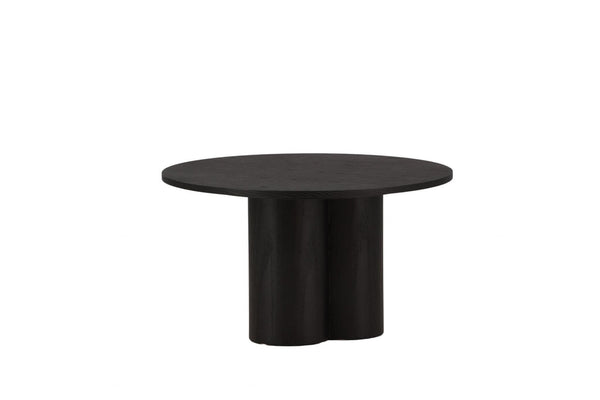 Olivia Coffee Table in Black Veneer | Modern Cylindrical MDF Table with Round Top