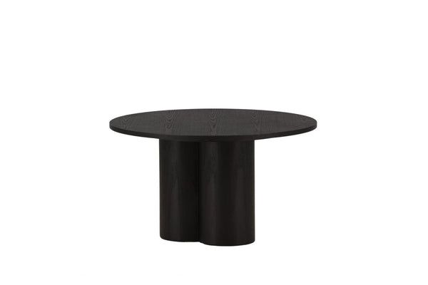 Olivia Coffee Table in Black Veneer | Modern Cylindrical MDF Table with Round Top