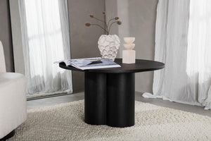 Olivia Coffee Table in Black Veneer | Modern Cylindrical MDF Table with Round Top