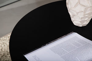 Olivia Coffee Table in Black Veneer | Modern Cylindrical MDF Table with Round Top