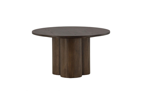 Olivia Coffee Table in Mocca Veneer | Modern Cylindrical MDF Table with Round Top