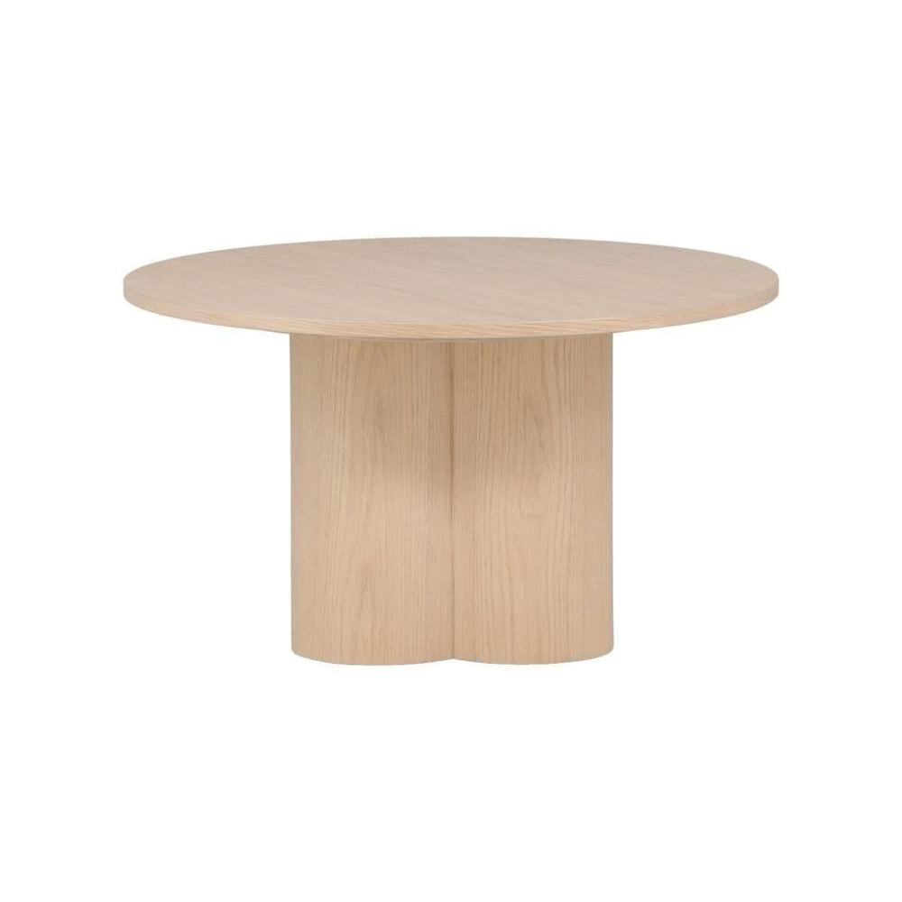 Olivia Sofa Table White Wash Veneer – Modern Round Coffee Table with Cylindrical Base | MDF & Veneer | 45 cm Height | by Mmilo