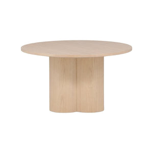 Olivia Sofa Table White Wash Veneer – Modern Round Coffee Table with Cylindrical Base | MDF & Veneer | 45 cm Height | by Mmilo