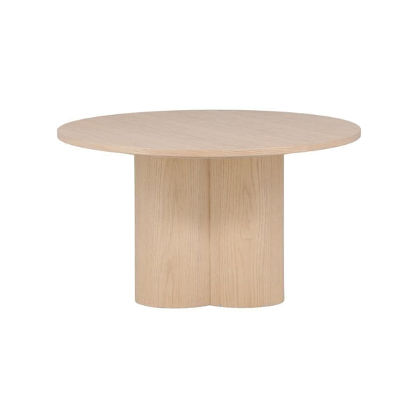 Olivia Sofa Table White Wash Veneer – Modern Round Coffee Table with Cylindrical Base | MDF & Veneer | 45 cm Height | by Mmilo