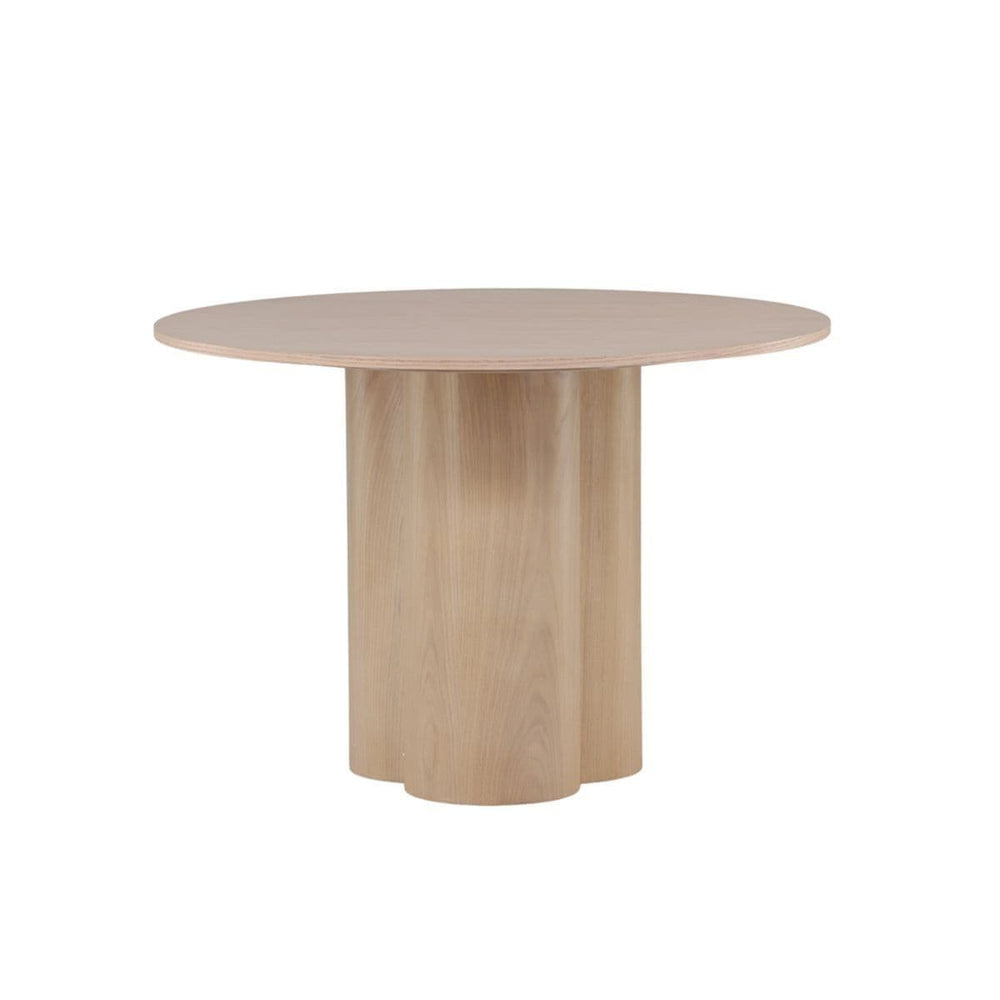 Olivia Whitewash Round Dining Table | Scandinavian Design, White Plastered MDF, 3-Leg Center Base