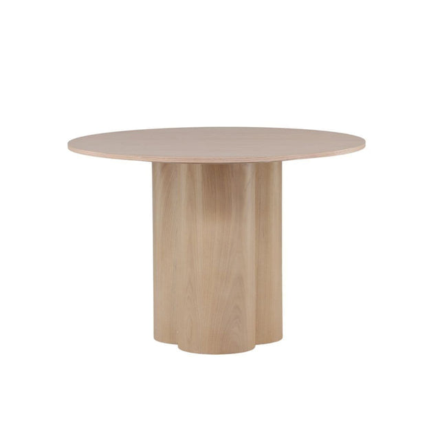 Olivia Whitewash Round Dining Table | Scandinavian Design, White Plastered MDF, 3-Leg Center Base