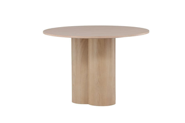 Olivia Whitewash Round Dining Table | Scandinavian Design, White Plastered MDF, 3-Leg Center Base