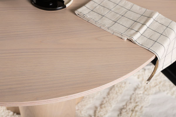 Olivia Whitewash Round Dining Table | Scandinavian Design, White Plastered MDF, 3-Leg Center Base