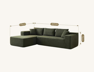 Ortega Modular Sofa Bed, 3 Seater Corner Sofa Bed with Storage, Boucle Upholstered Pull Out Sofa Bed, Convertible L Shaped Sleeper Sofa for Living Room, Green - Sleek Furniture