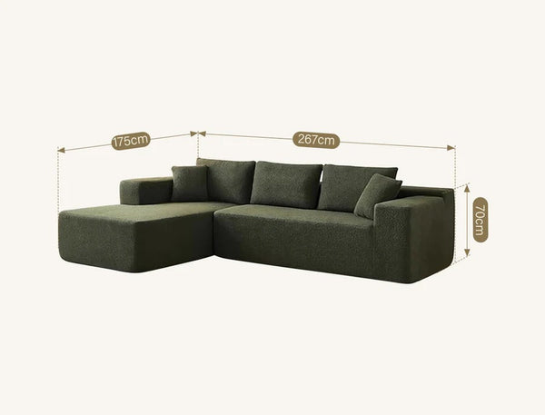 Ortega Modular Sofa Bed, 3 Seater Corner Sofa Bed with Storage, Boucle Upholstered Pull Out Sofa Bed, Convertible L Shaped Sleeper Sofa for Living Room, Green - Sleek Furniture