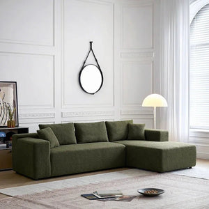 Ortega Modular Sofa Bed, 3 Seater Corner Sofa Bed with Storage, Boucle Upholstered Pull Out Sofa Bed, Convertible L Shaped Sleeper Sofa for Living Room, Green - Sleek Furniture