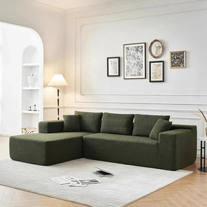Ortega Modular Sofa Bed, 3 Seater Corner Sofa Bed with Storage, Boucle Upholstered Pull Out Sofa Bed, Convertible L Shaped Sleeper Sofa for Living Room, Green - Sleek Furniture