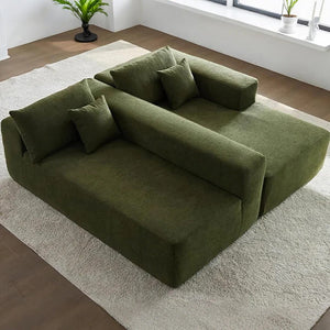 Ortega Modular Sofa Bed, 3 Seater Corner Sofa Bed with Storage, Boucle Upholstered Pull Out Sofa Bed, Convertible L Shaped Sleeper Sofa for Living Room, Green - Sleek Furniture