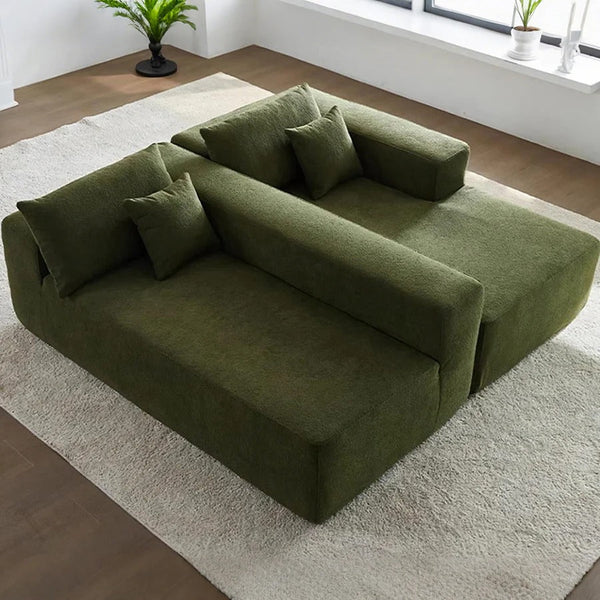 Ortega Modular Sofa Bed, 3 Seater Corner Sofa Bed with Storage, Boucle Upholstered Pull Out Sofa Bed, Convertible L Shaped Sleeper Sofa for Living Room, Green - Sleek Furniture