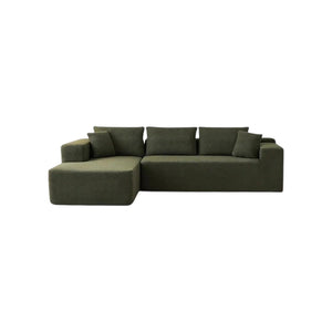 Ortega Modular Sofa Bed, 3 Seater Corner Sofa Bed with Storage, Boucle Upholstered Pull Out Sofa Bed, Convertible L Shaped Sleeper Sofa for Living Room, Green - Sleek Furniture