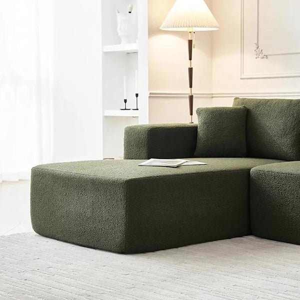 Ortega Modular Sofa Bed, 3 Seater Corner Sofa Bed with Storage, Boucle Upholstered Pull Out Sofa Bed, Convertible L Shaped Sleeper Sofa for Living Room, Green - Sleek Furniture