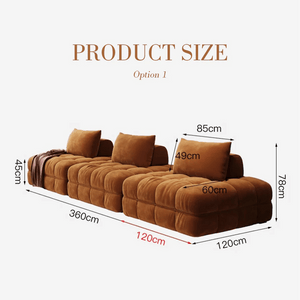 Paloma French 300cm Modular Velvet Sofa | Luxury Three-Seater Bubble Design Couch | Contemporary Deep Seating Sofa for Living Room - Sleek Furniture