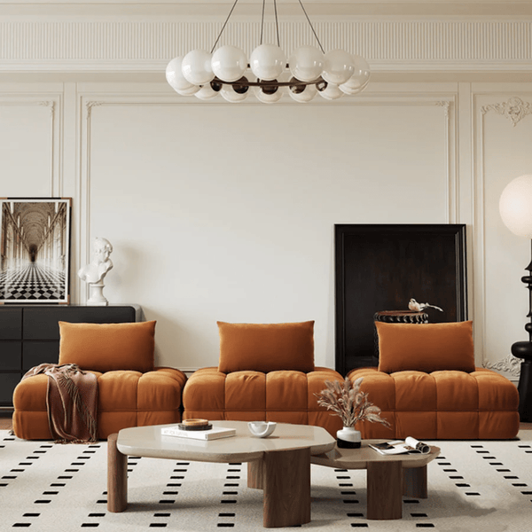 Paloma French 300cm Modular Velvet Sofa | Luxury Three-Seater Bubble Design Couch | Contemporary Deep Seating Sofa for Living Room - Sleek Furniture
