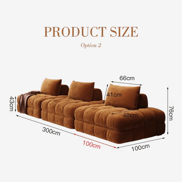 Paloma French 300cm Modular Velvet Sofa | Luxury Three-Seater Bubble Design Couch | Contemporary Deep Seating Sofa for Living Room - Sleek Furniture