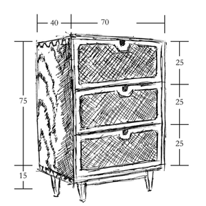 Pavia Chest of Drawers – Natural Rattan & Oak Wood Storage Unit, Contemporary Modern Cabinet with Drawers, Bedroom & Living Room Furniture (Oak & Cherry Finish) - Sleek Furniture