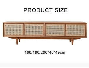 Pavia TV Stand with Storage – Rattan Front Wooden TV Unit in Oak Finish, Contemporary Media Console Cabinet for Living Room, Modern Entertainment Center with Open Shelves - Sleek Furniture