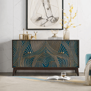 Pavia Walnut Sideboard Cabinet with Metal Legs, Modern Storage Unit for Living Room, Dining Room & Hallway - Sleek Furniture