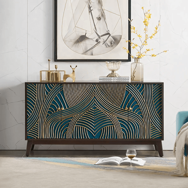 Pavia Walnut Sideboard Cabinet with Metal Legs, Modern Storage Unit for Living Room, Dining Room & Hallway - Sleek Furniture