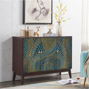 Pavia Walnut Sideboard Cabinet with Metal Legs, Modern Storage Unit for Living Room, Dining Room & Hallway - Sleek Furniture
